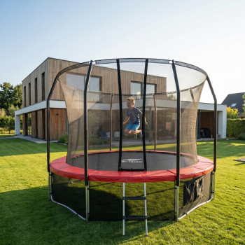 Батут каркасный 420см SCHOLLE Space BR14FT с защитной сеткой и лестницей 14фут красный/синий - Интернет магазин спортивных товаров Кавказ-спорт, Владикавказ